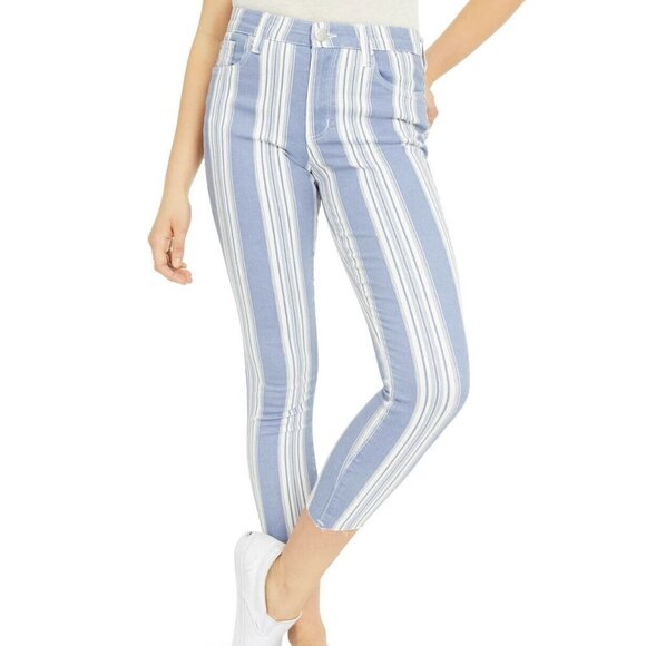 JR94 Greene St. Denim Blue Striped Cropped Skinny Jeans Size 26 x 26 - Picture 1 of 4
